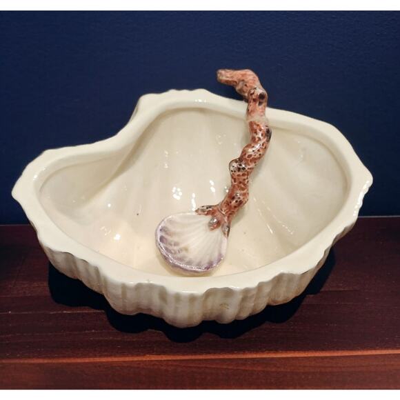 Fitz and Floyd Oceana Collection Sugar Bowl with Lid and Spoon Nautical Shells - Picture 8 of 9